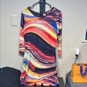 LTX Sportswear USA Multicolor Abstract STUNNING  EYELET Dress MEDIUM
